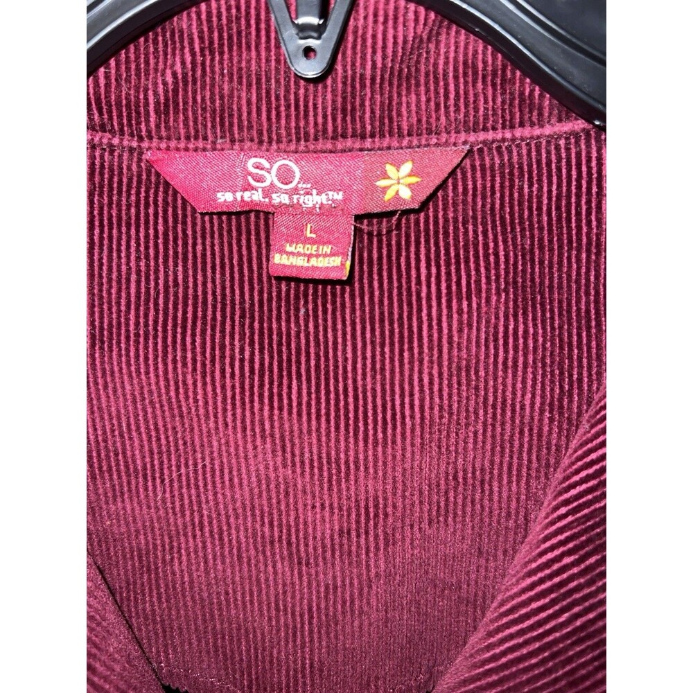 SO REAL SO RIGHT Jacket Womens Sz Large Red Corduroy Button Y2K Academia Vintage - Picture 4 of 8